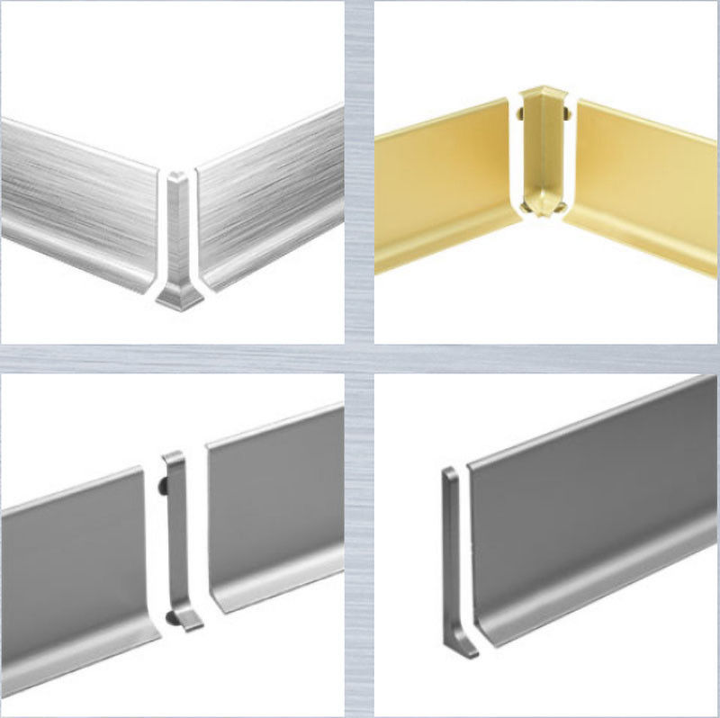 Selbstklebende Aluminium- umsäumende Profil-60mm gebogene Metall-Coved-Fussleiste